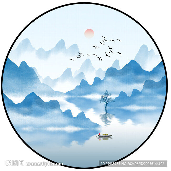 圆形山水画