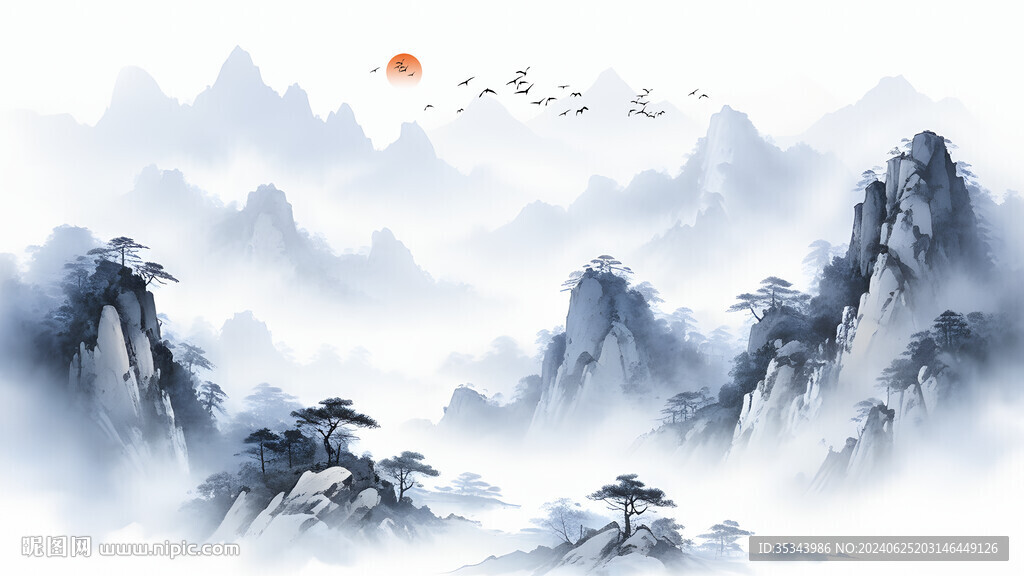 风景山水意境背景
