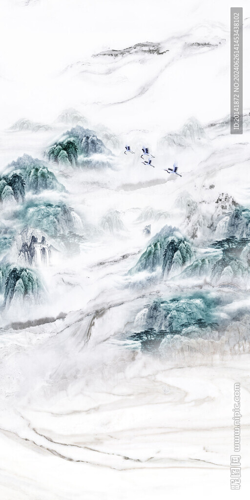 新中式水墨山水玄关背景