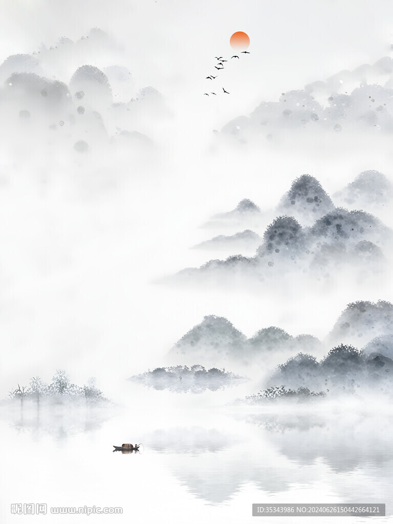 山水风景意境水墨新中式
