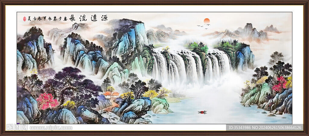 客厅沙发背景墙山水画