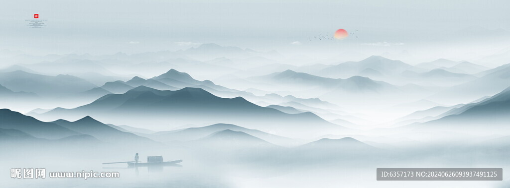 意境水墨山水画
