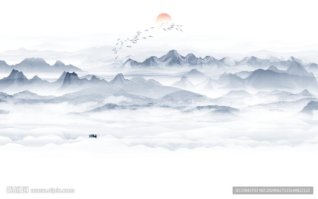 水墨画山水风景