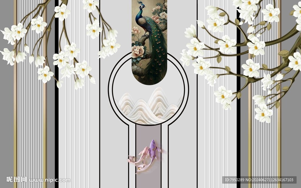 新中式背景墙  
