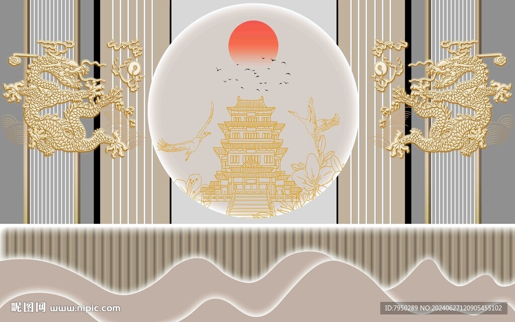 新中式背景墙 