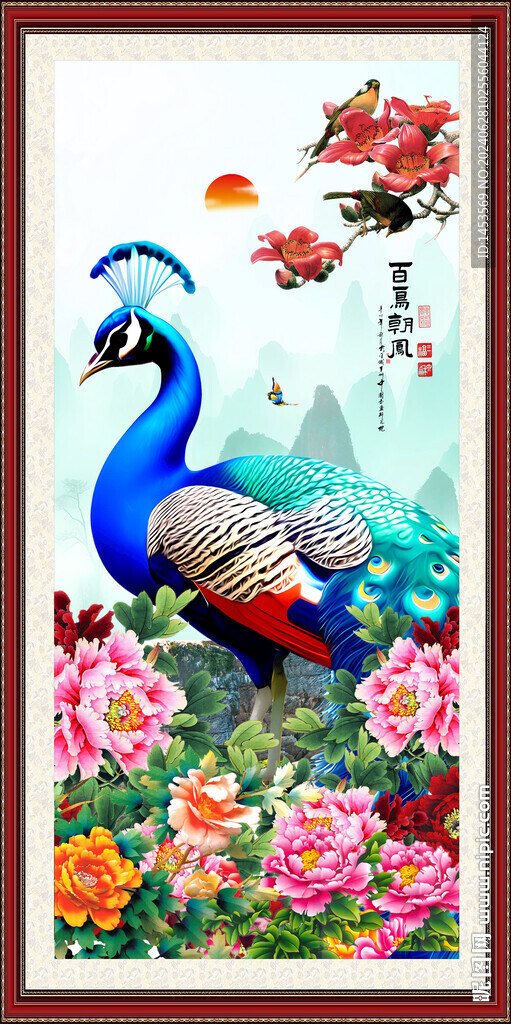 孔雀牡丹图