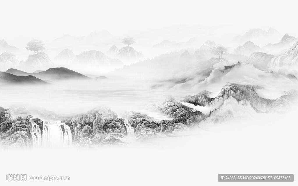 新中式山水背景墙