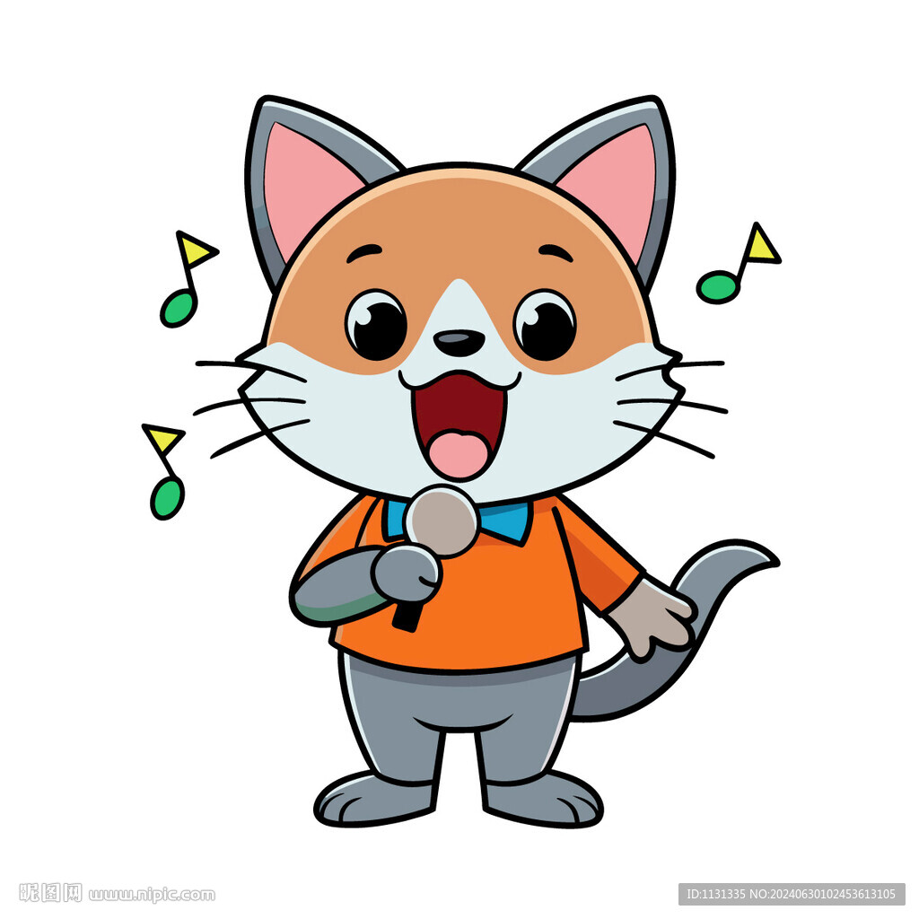 矢量动物唱歌的猫咪