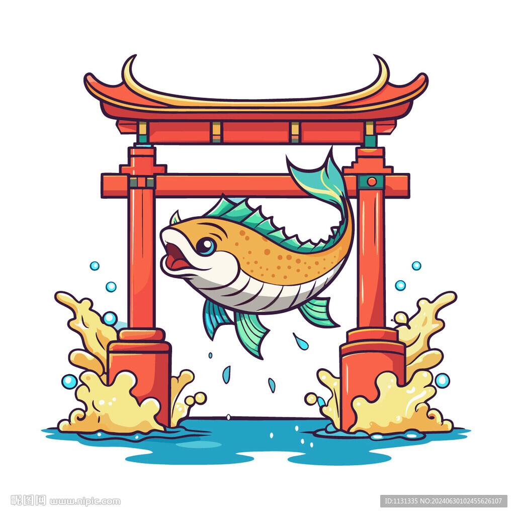 矢量鲤鱼跃龙门