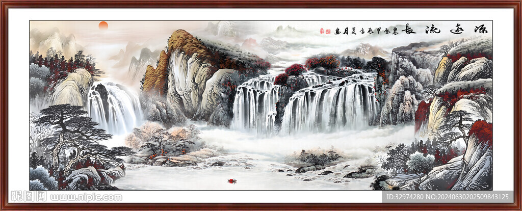 旭日东升山水国画