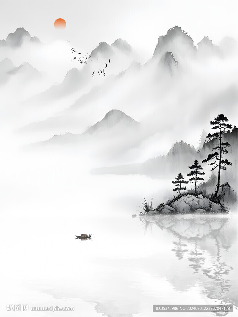新中式水墨山水玄关