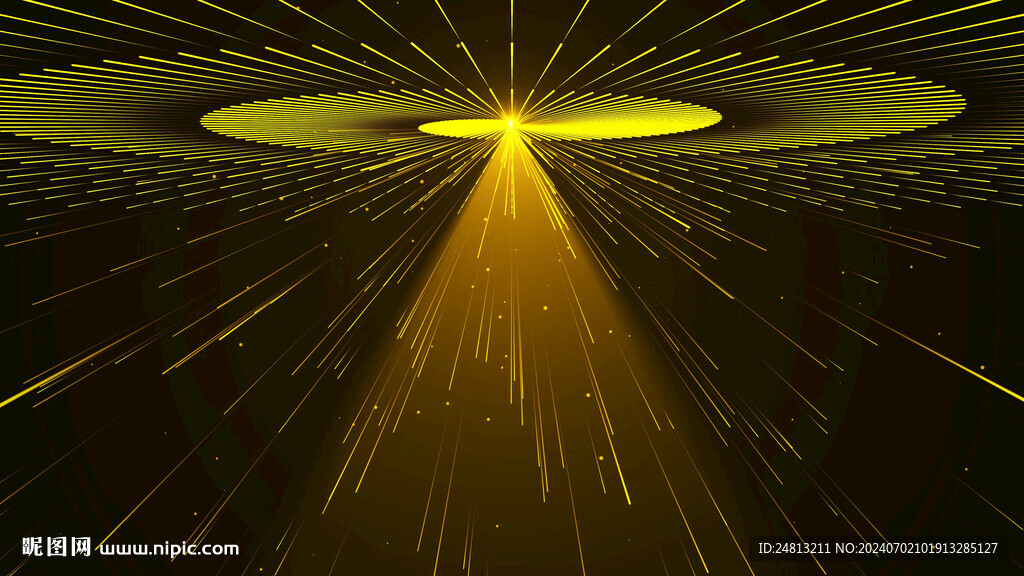 4K金色旋转粒子光线动画AE