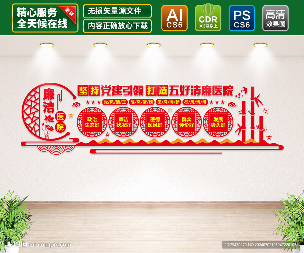 五好清廉医院文化墙