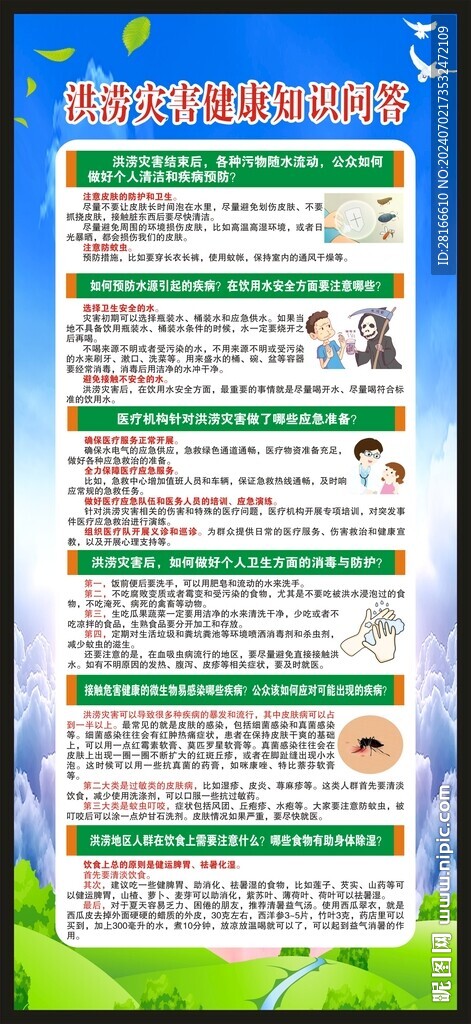 洪涝灾害健康知识展架