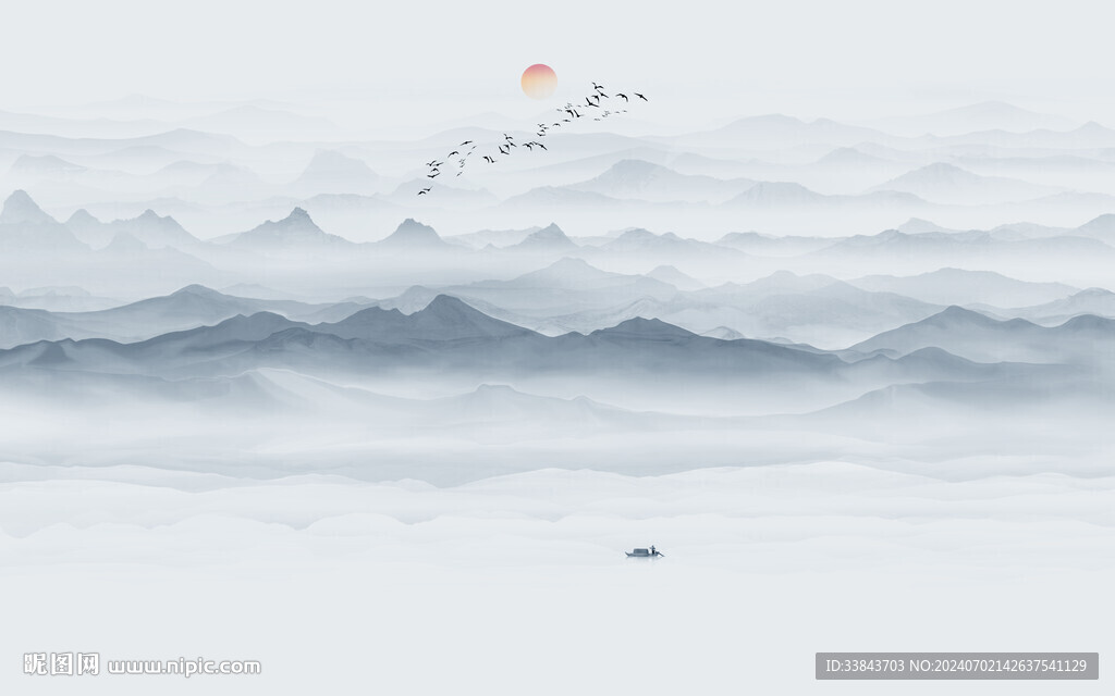 中国风意境水墨山水风景画