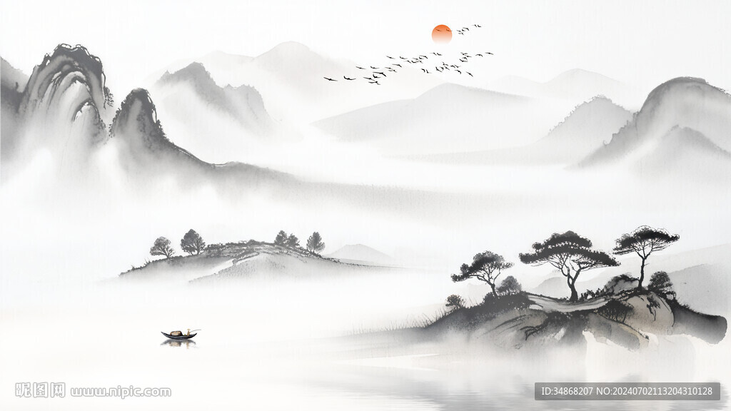 简约水墨山水电视背景