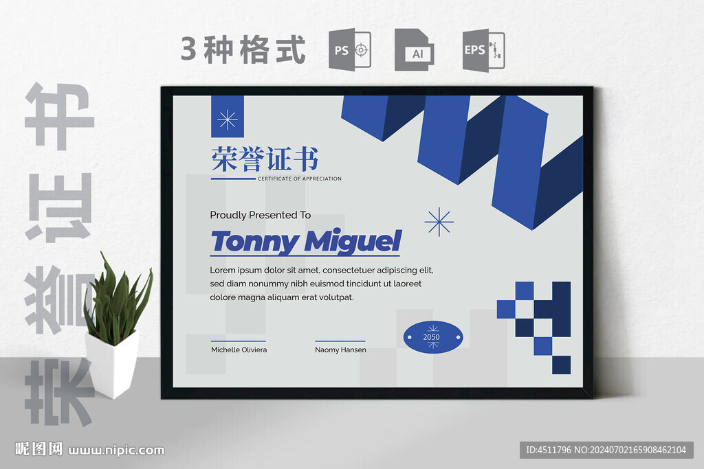 创意证书横版奖状