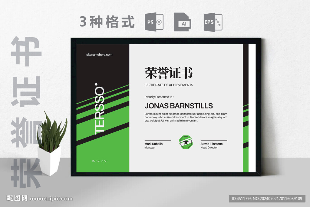 创意证书横版奖状