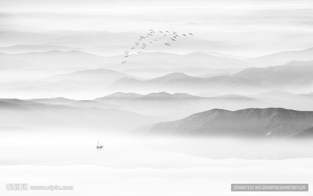 山水风景水墨中式简约装饰画