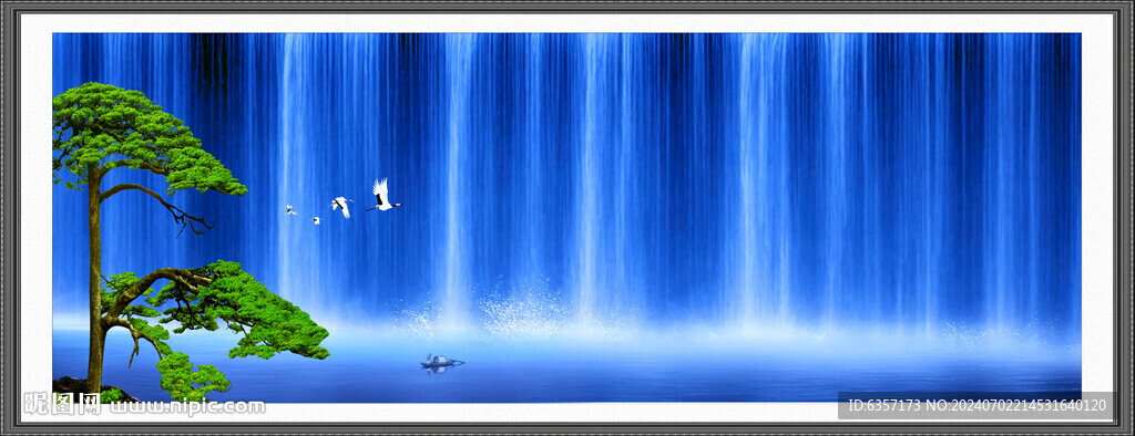 流水生财山水画