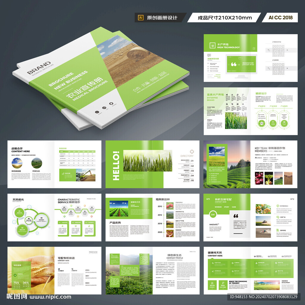 方形农业画册模板