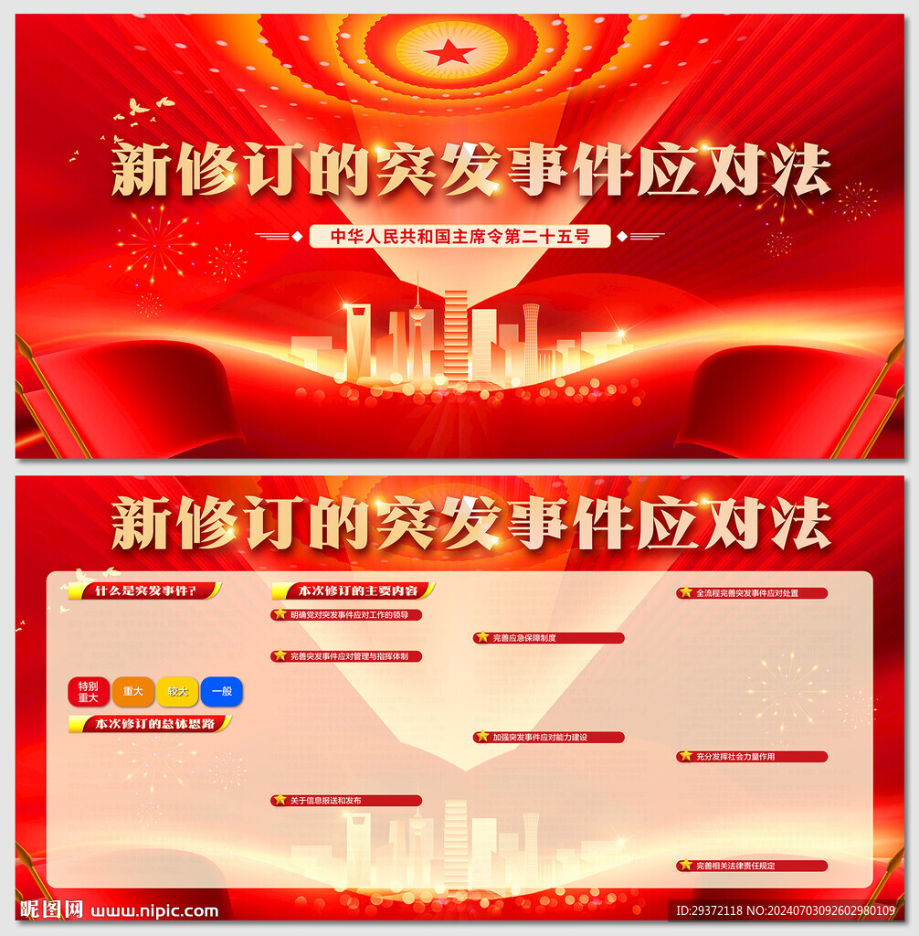 新修订的突发事件应对法展板