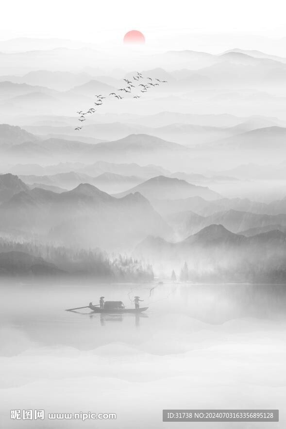 竖幅山水画