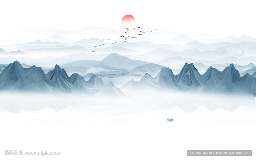 抽象山水水墨画
