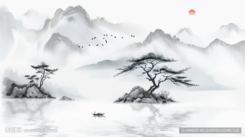水墨山水风景背景