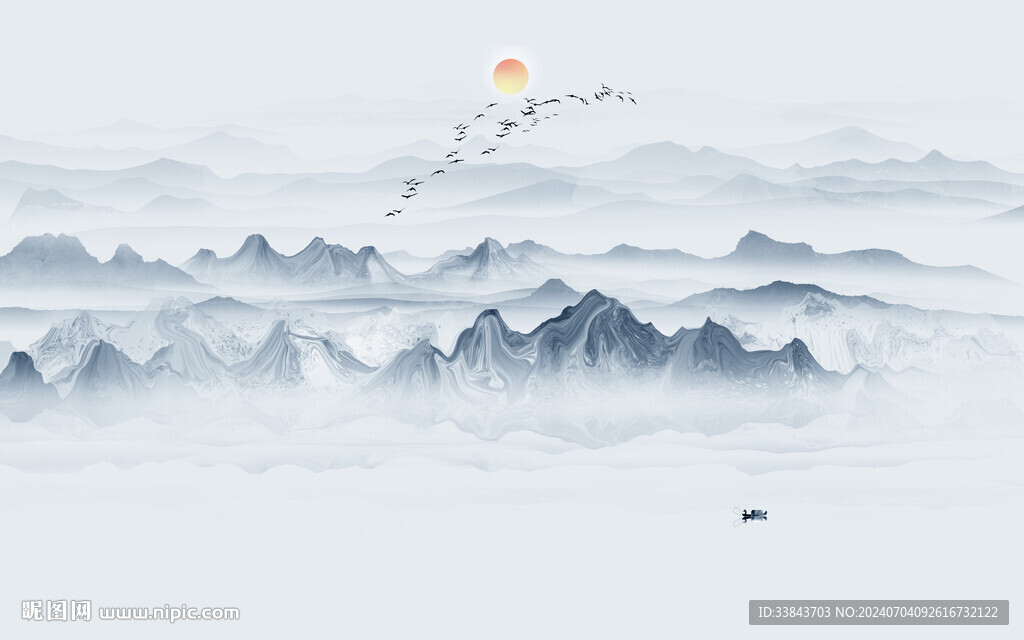 新中式水墨山水画