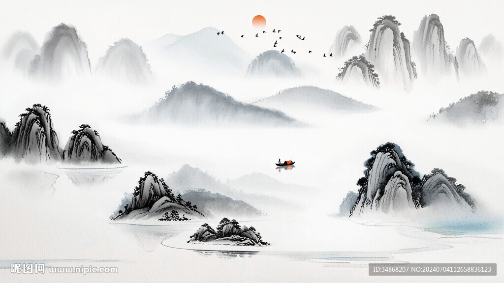新中式水墨画背景