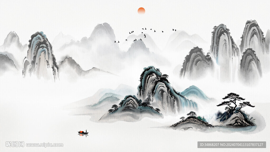 水墨意境山水电视背景