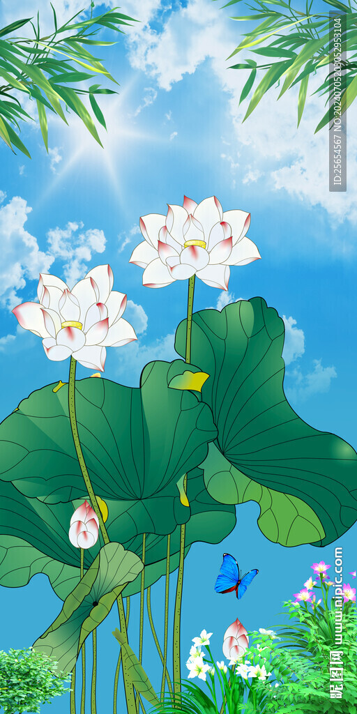 现代简约荷花韵玄关