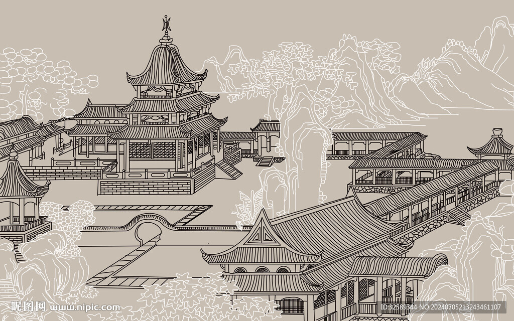 新中式背景墙  