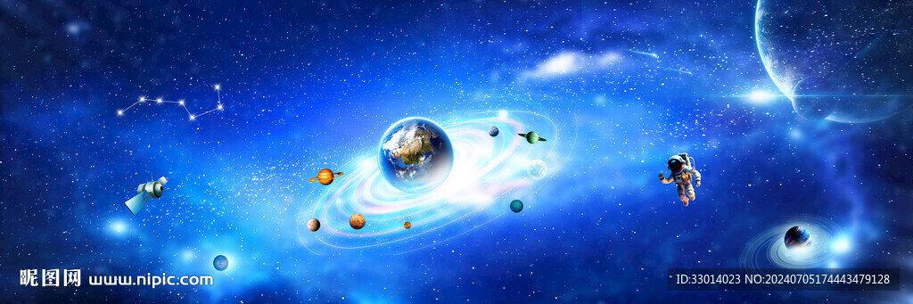 巨幅蓝色星空背景