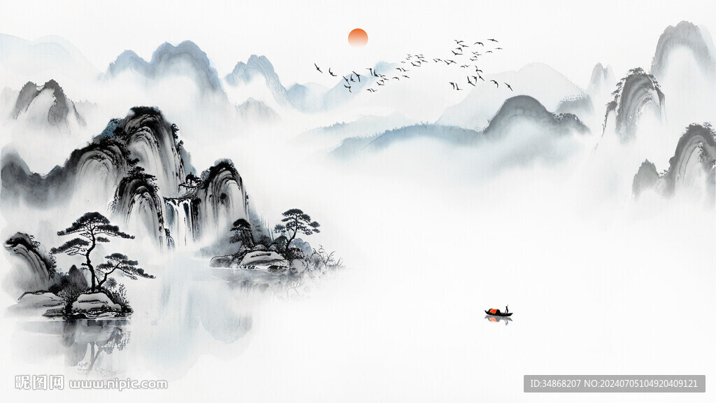 山水沙发背景墙