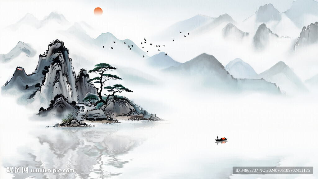 山水电视背景墙