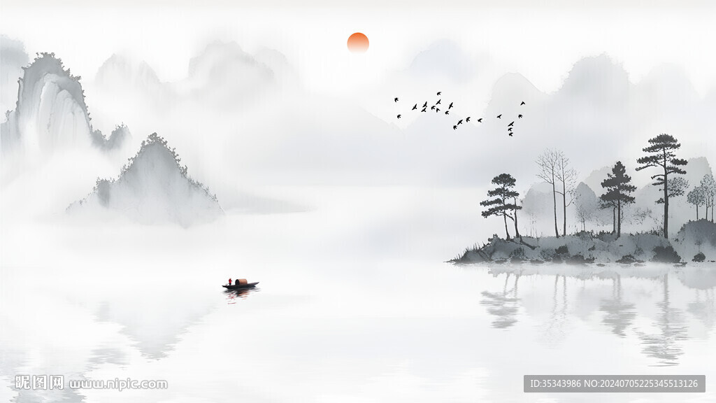 山水沙发背景墙