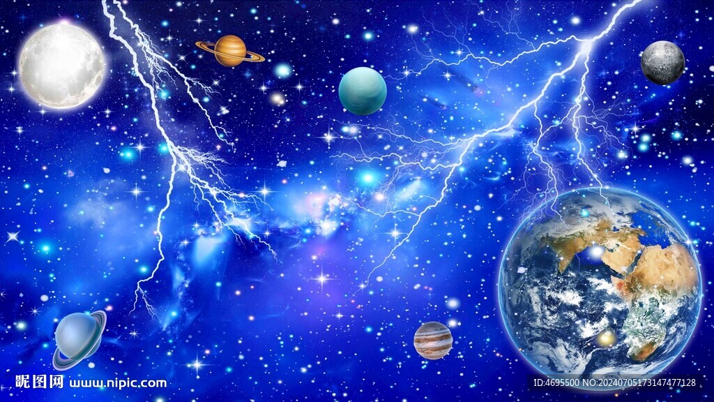 唯美闪电星空