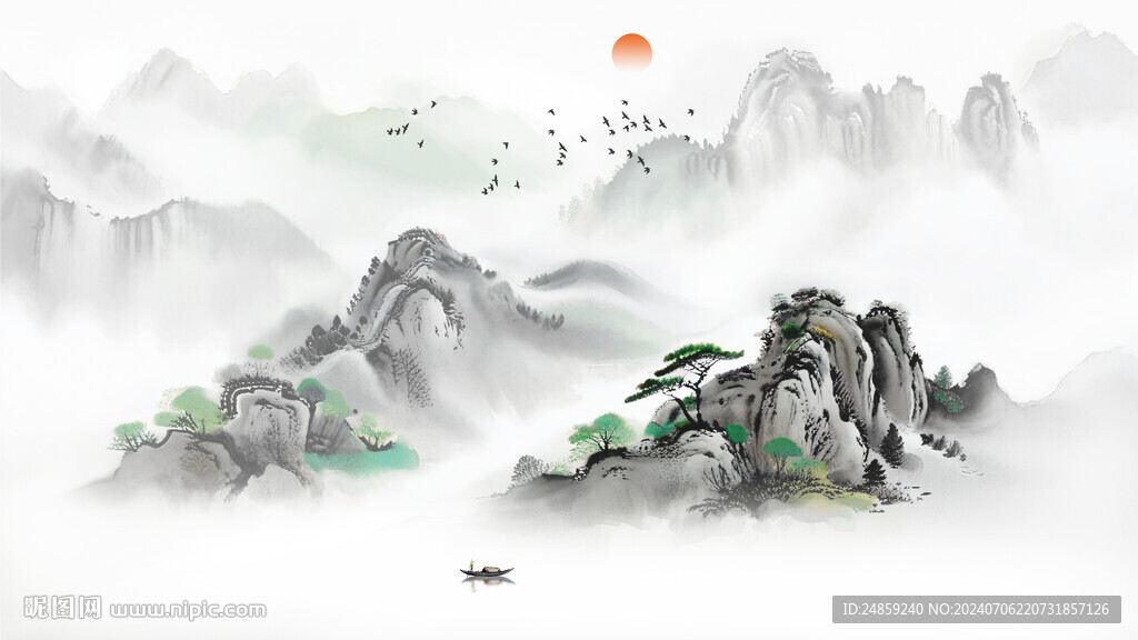 禅意山水画背景