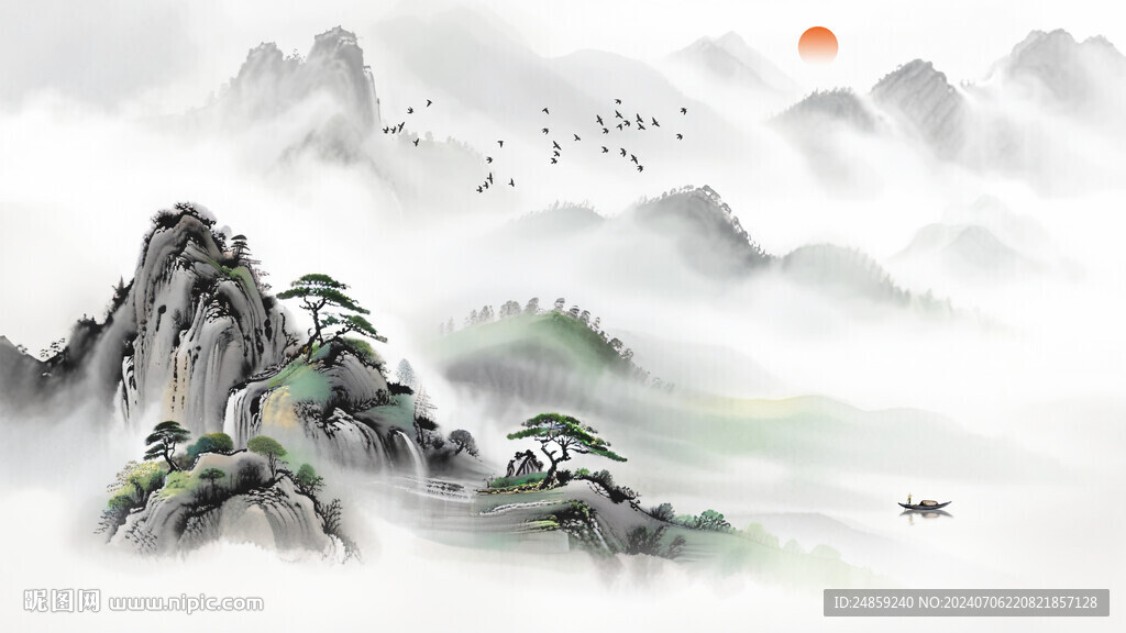 水墨画山水风景