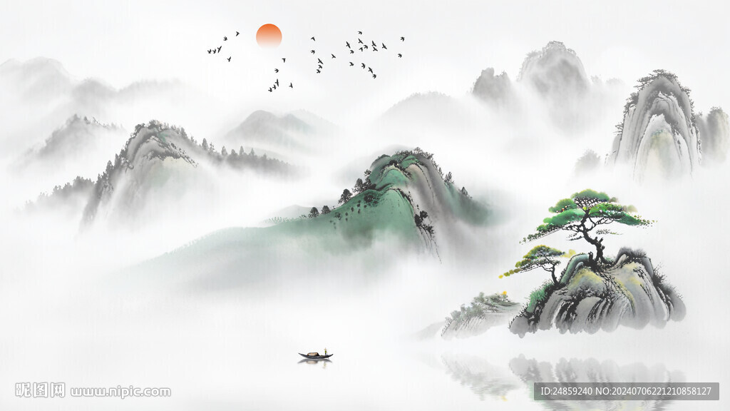 中式山水画背景