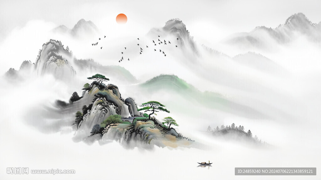 风景水墨画背景