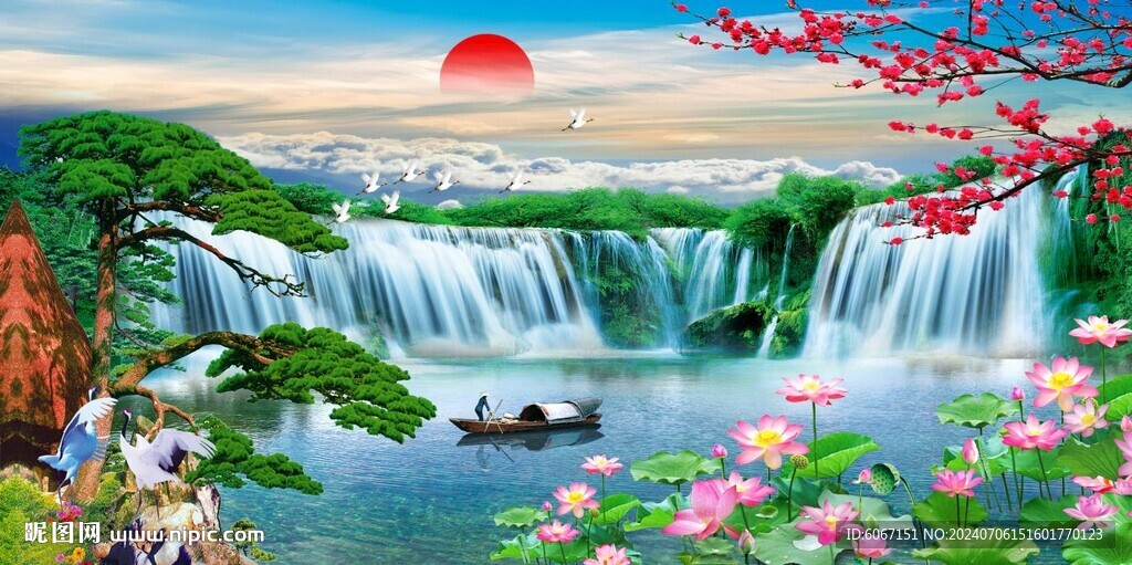 迎客松山水风景装饰画