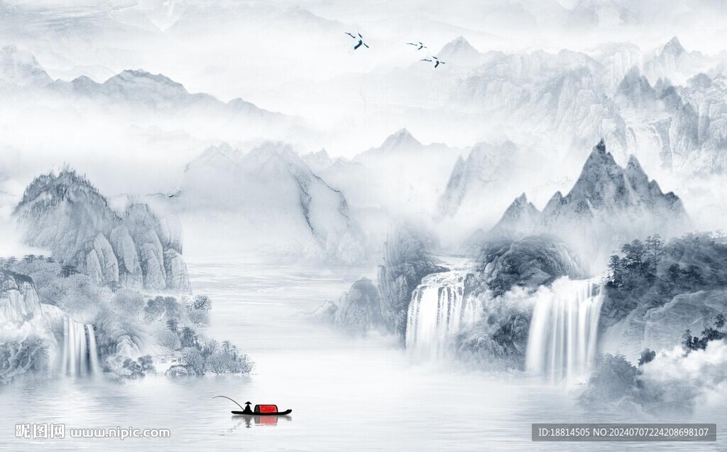 中式山水背景墙