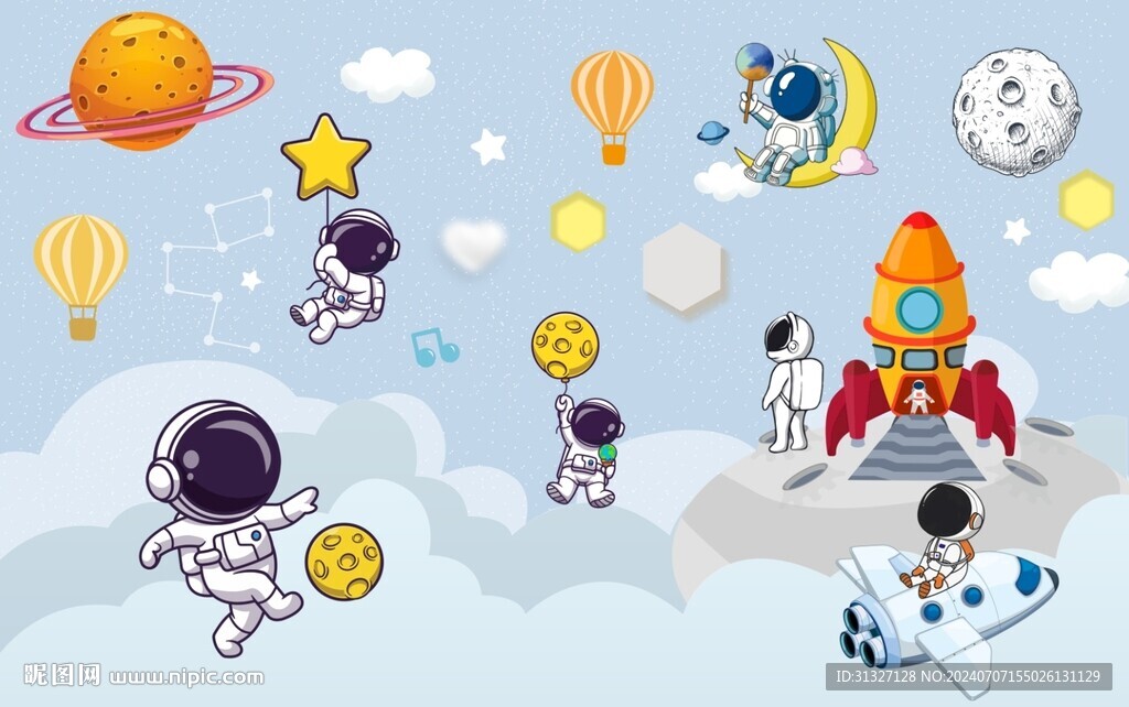 卡通太空背景墙图片