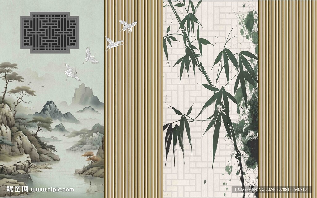 新中式背景墙 