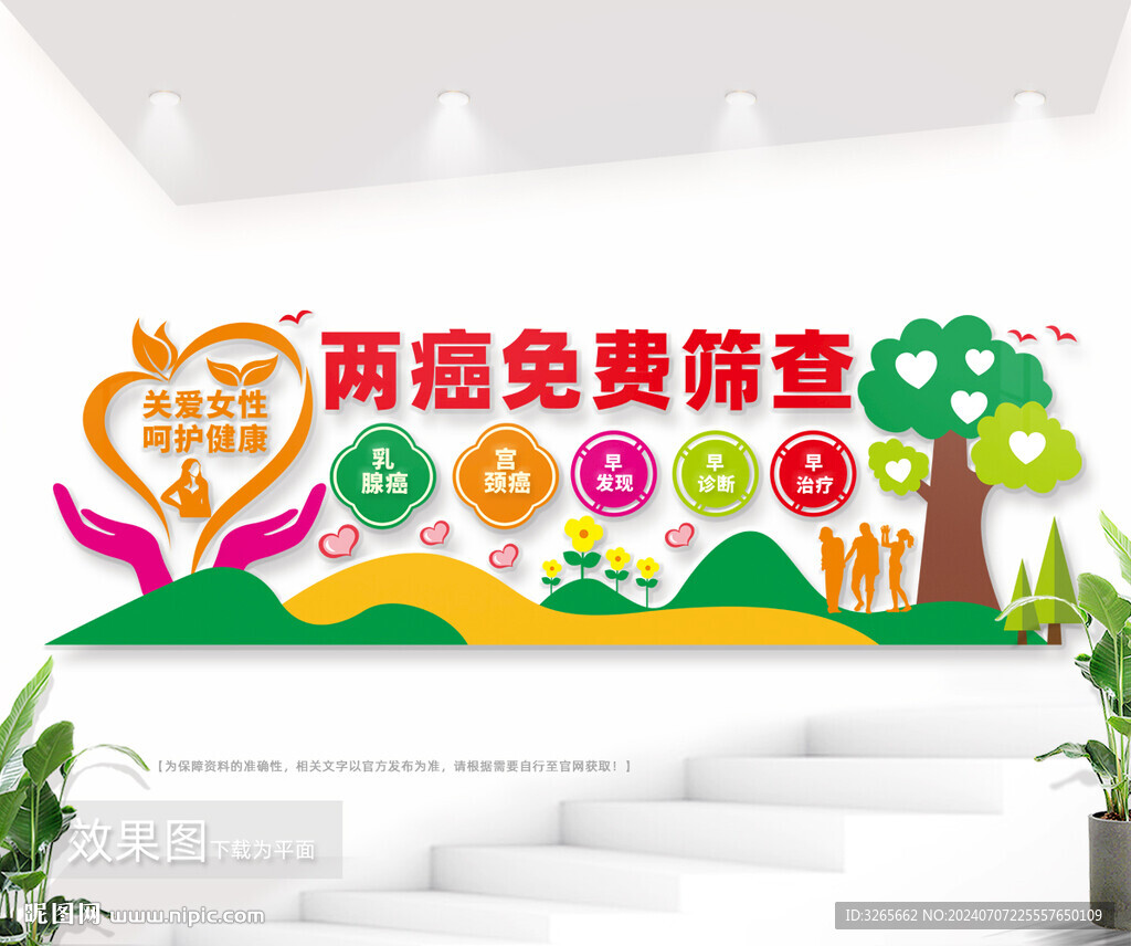 两癌免费筛查健康标语文化墙图片