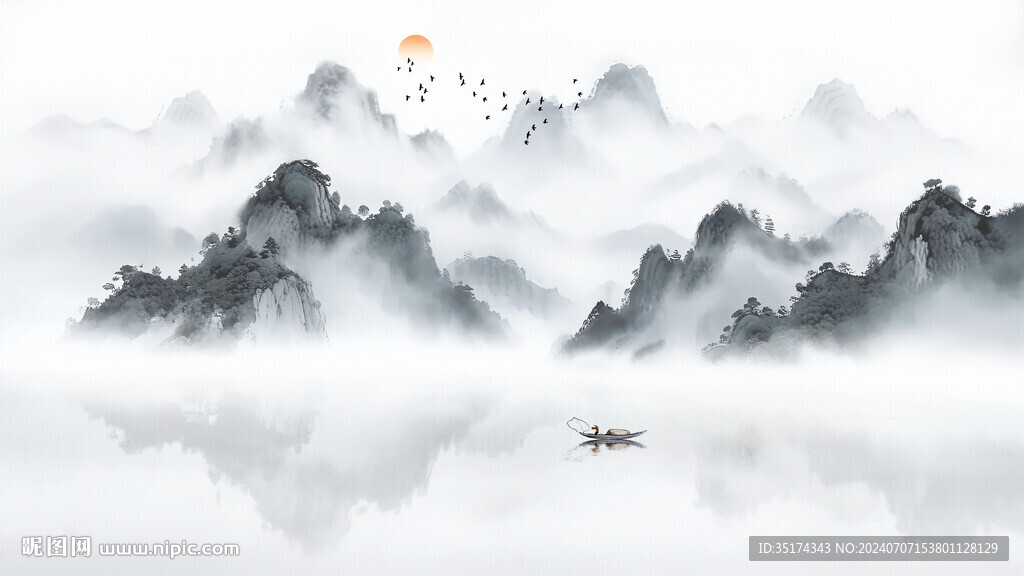 水墨山水背景墙