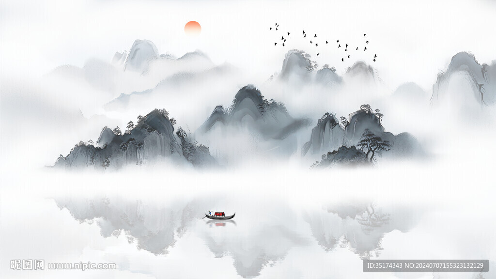 新中式水墨画背景